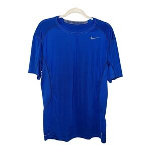 Nike Mens Blue Pro Combat Dri-Fit Fitted Tee, Large